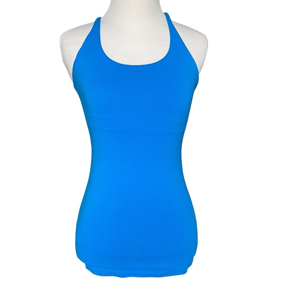 Bebe Vibrant Blue Top Twist Racerback Size Small